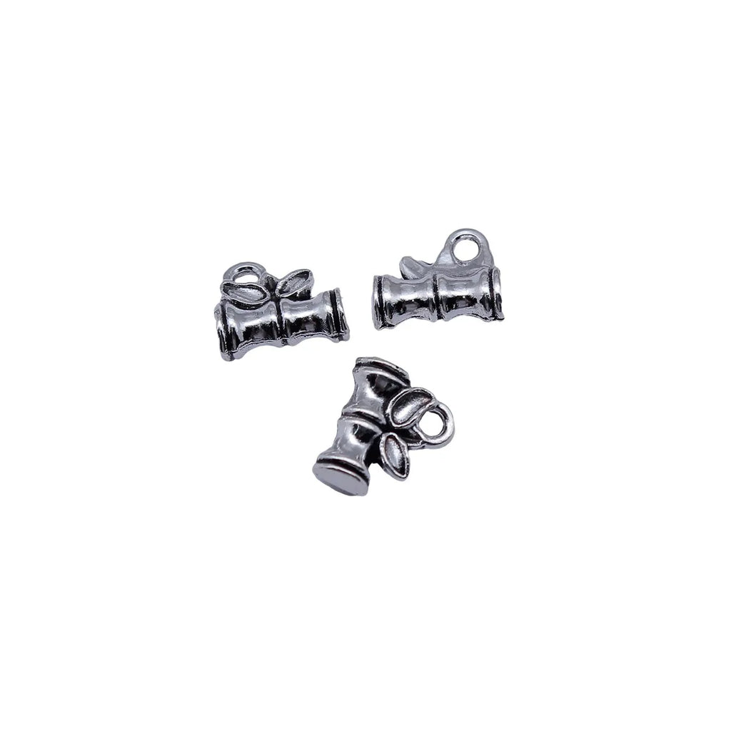12x10x4.9mm 1.35g Antique Silver Zinc Alloy Bamboo Segment Charm Pendant for DIY Necklace Bracelet Jewelry
