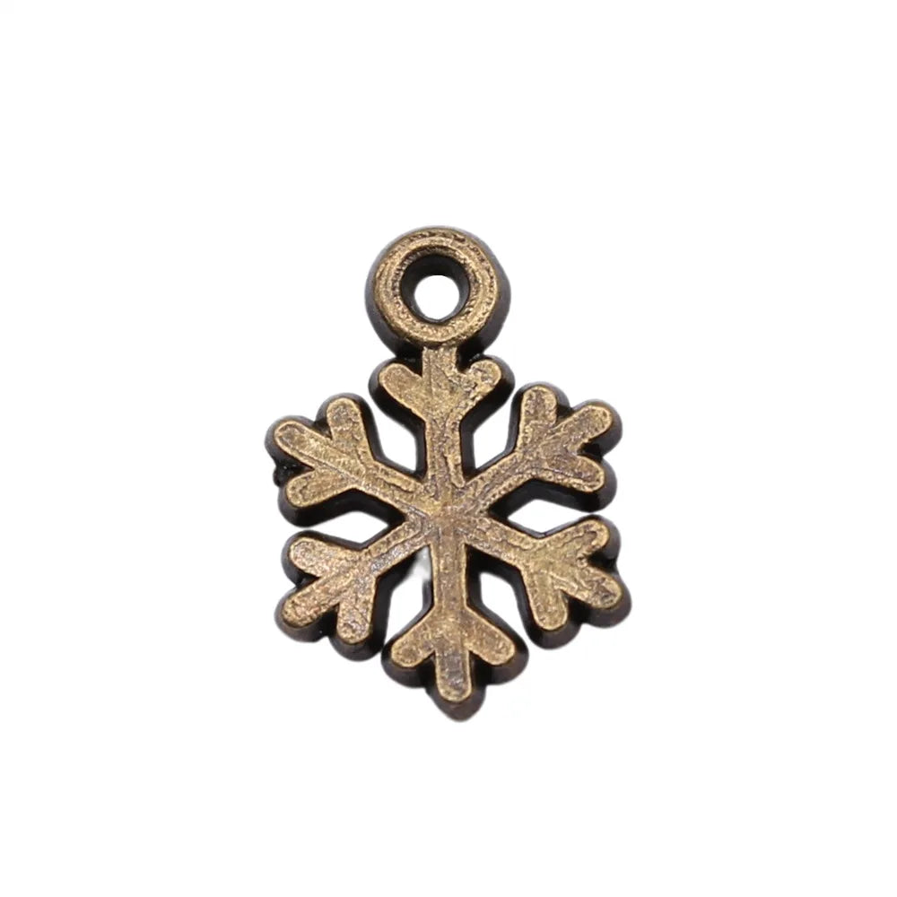 11x15mm 0.5g Multicolor Zinc Alloy Snowflake Charm Pendant for DIY Christmas Jewelry Making