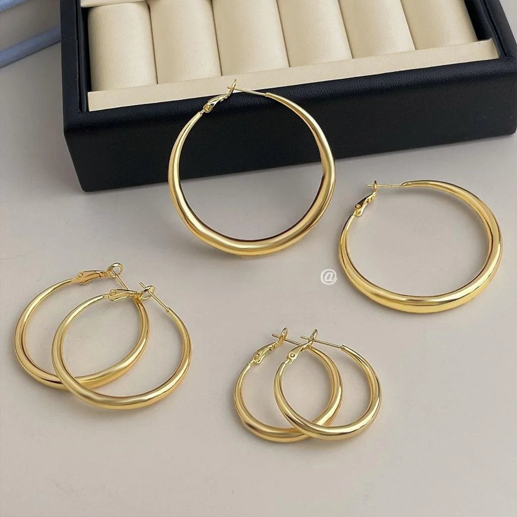 Fashion Geometric Round Hoop Earrings Eco-Friendly Copper Oversized Casual Statement Earrings