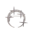 Elegant Rhinestone Crescent Moon And Star Alloy Brooch For Women, Sparkling Lapel Pin Corsage Gift