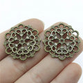 28x28mm 3g Zinc Alloy Geometric Flower Filigree Charm Pendant for DIY Earrings Necklace Making