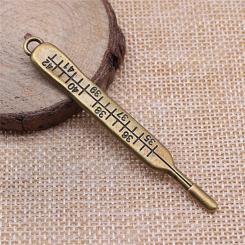 9x71mm 7g Multicolor Zinc Alloy Thermometer Charm Pendant for DIY Medical Theme Jewelry Making