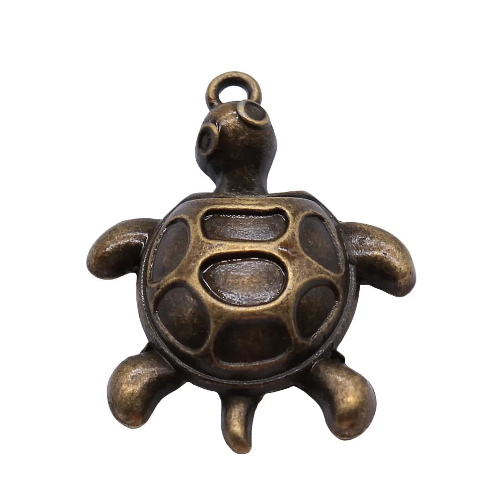 35x27mm 5.3g Multicolor Zinc Alloy Turtle Charm Pendant for DIY Ocean Theme Jewelry Making