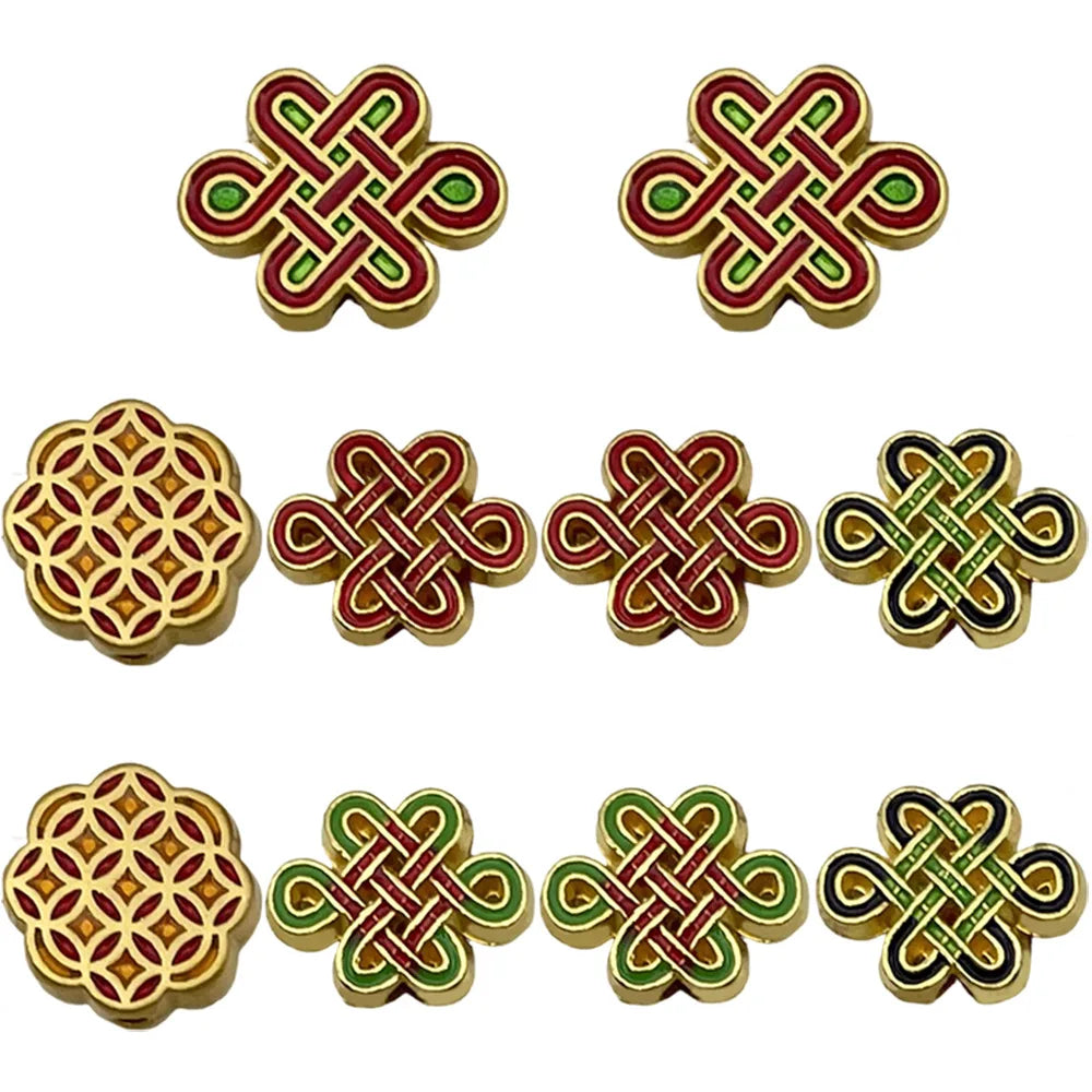 Zinc Alloy Chinese Knot Coin Large Hole Spacer Beads for DIY Braided Cord Jewelry