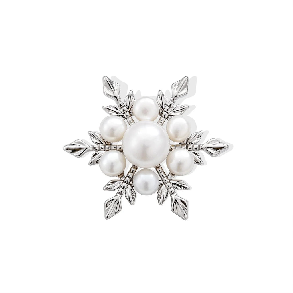 Elegant Rhinestone LOVE Snowflake Pearl Flower Brooch, Light Luxury Lapel Pin Corsage Suit Accessory Gift