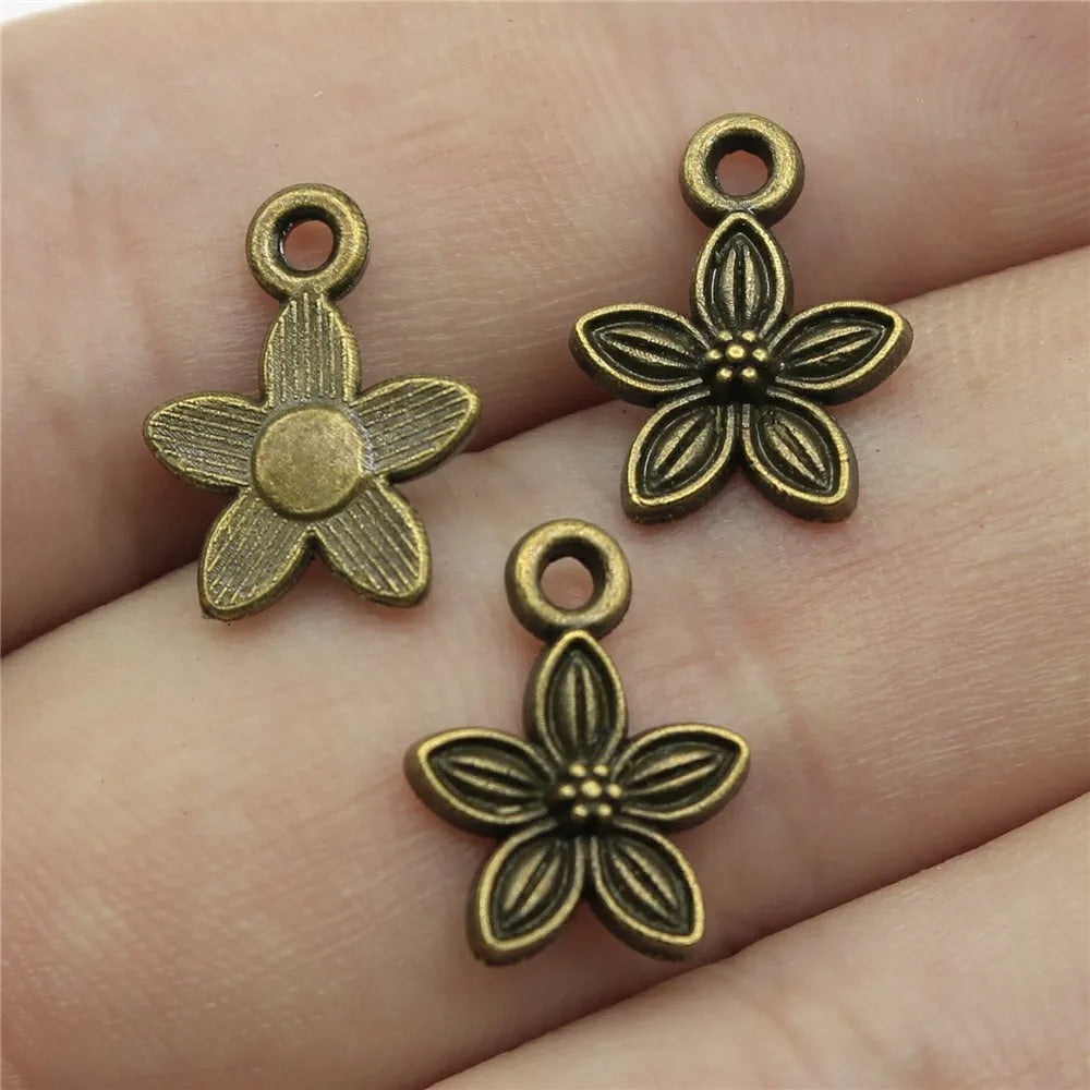 11x11mm 0.6g Multi Color Zinc Alloy Small Flower Charm Pendant for DIY Earrings Bracelet Making