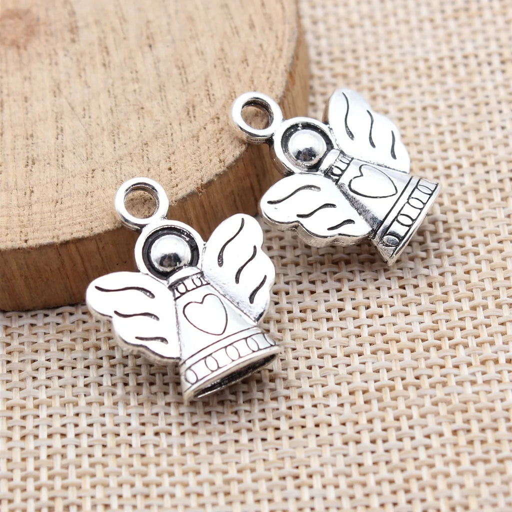 23x20x7mm 4.2g Antique Silver Zinc Alloy Angel Charm Pendant for DIY Necklace Bracelet Jewelry Making