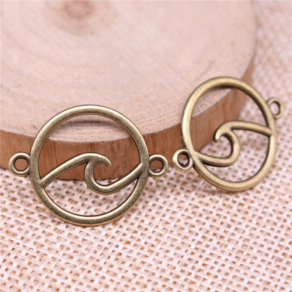 26x20mm 1.2g Multicolor Zinc Alloy Wave Connector Charm for DIY Bracelet Necklace Jewelry Making
