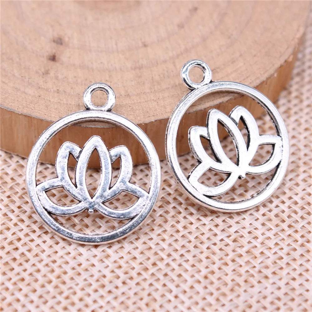 20x24mm 1.6g Multicolor Zinc Alloy Lotus Charm Pendant for DIY Necklace Bracelet Jewelry Making