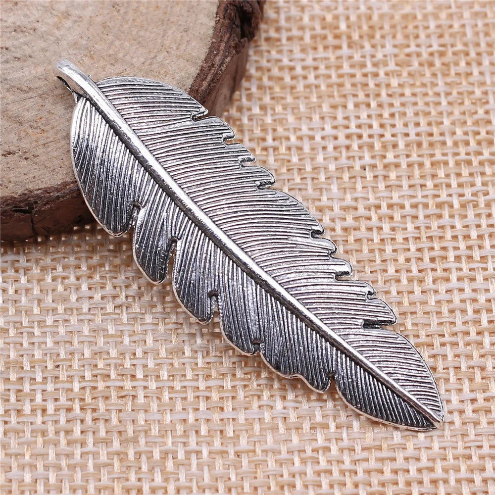 56x18mm 3.9g Multicolor Zinc Alloy Feather Charm Pendant for DIY Necklace Bracelet Jewelry Making