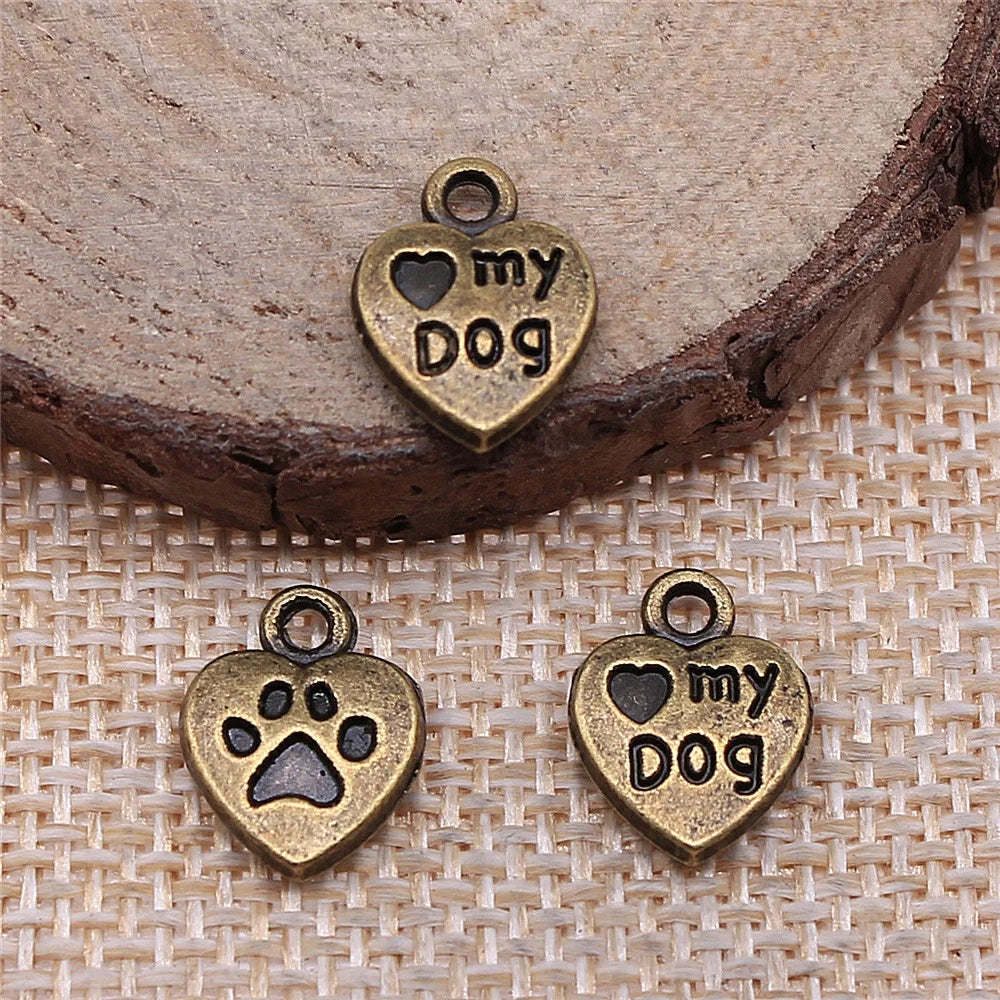 13x10mm 1.2g Multicolor Zinc Alloy Dog Paw Charm Pendant for DIY Necklace Bracelet Jewelry Making