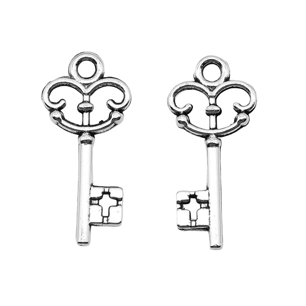 10x23mm 0.5g Multicolor Zinc Alloy Key Charm Pendant for DIY Necklace Bracelet Jewelry Making