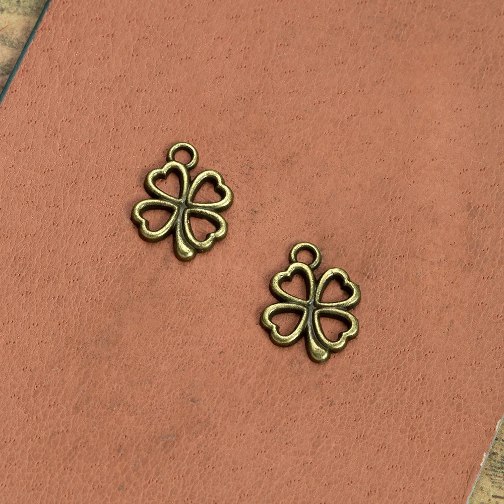 17x13MM Zinc Alloy Four Leaf Clover Charm Pendant for DIY Necklace Bracelet Jewelry Making