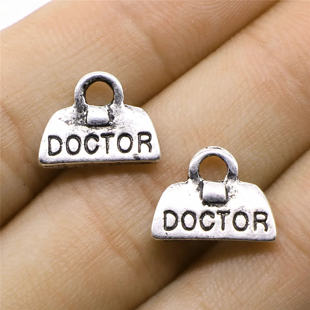 11x14mm 1g Antique Silver Zinc Alloy Doctor Medical Bag Charm Pendant for DIY Jewelry Making
