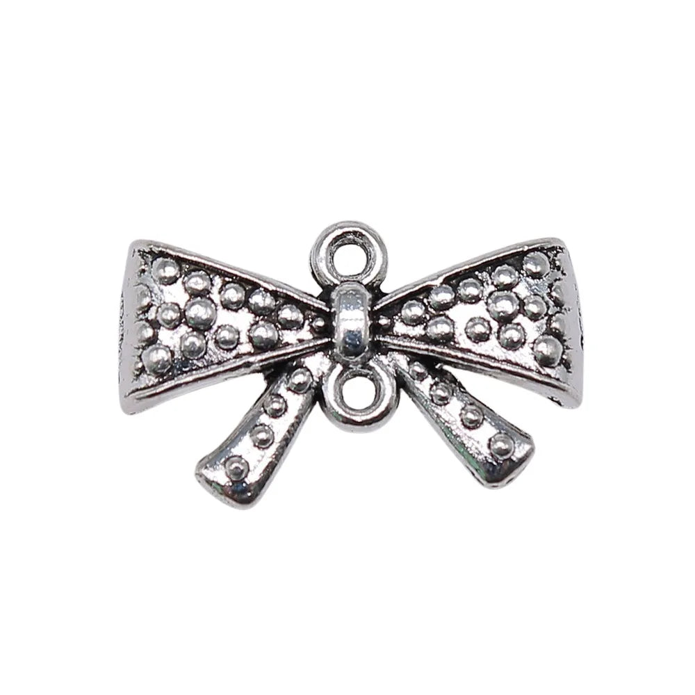 20x12mm 1.1g Antique Silver Finish Zinc Alloy Bowknot Butterfly Charm Pendant for Bracelet Necklace DIY Making