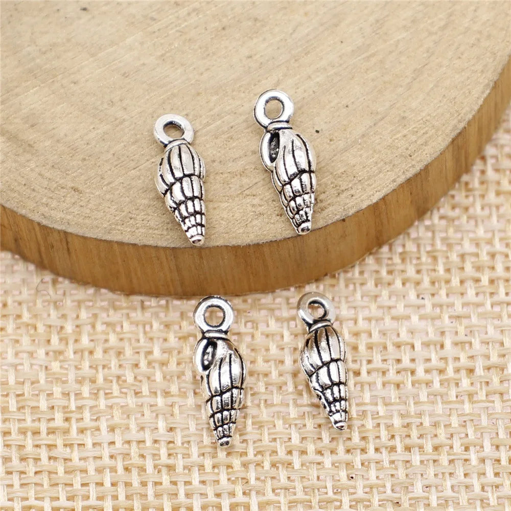 5x14mm 0.5g Multicolor Zinc Alloy Conch Shell Charm Pendant for DIY Ocean Theme Jewelry Making