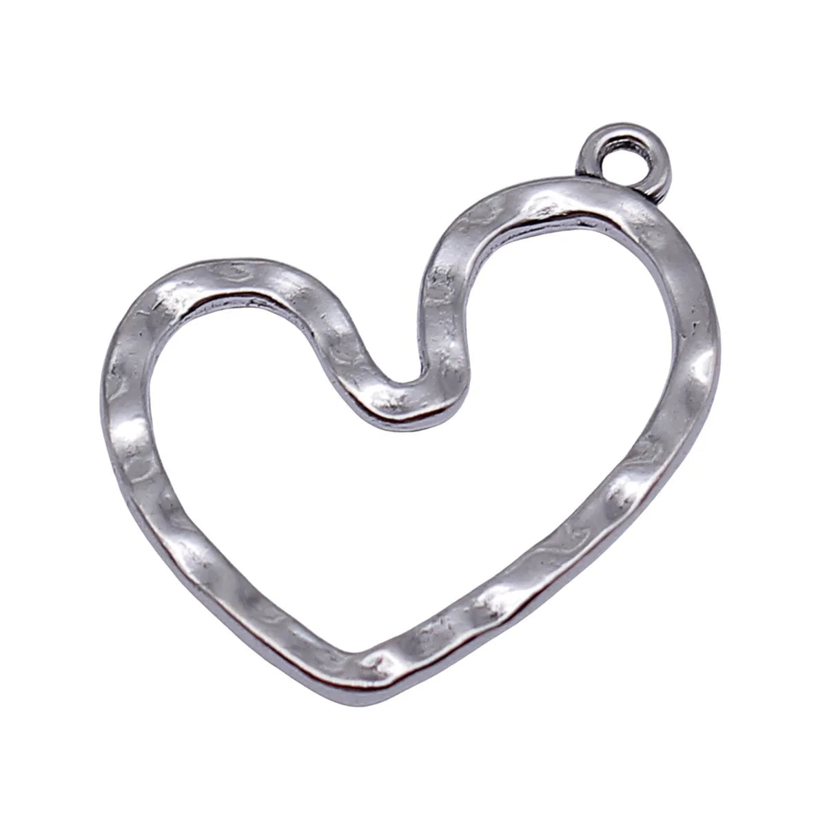 26x21mm 1.5g Multicolor Zinc Alloy Hammered Hollow Heart Charm Pendant for DIY Jewelry Making