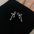 Eco-Friendly Copper Liquid Bow Stud Earrings Sweet Cool Minimalist Women's Fashion Jewelry