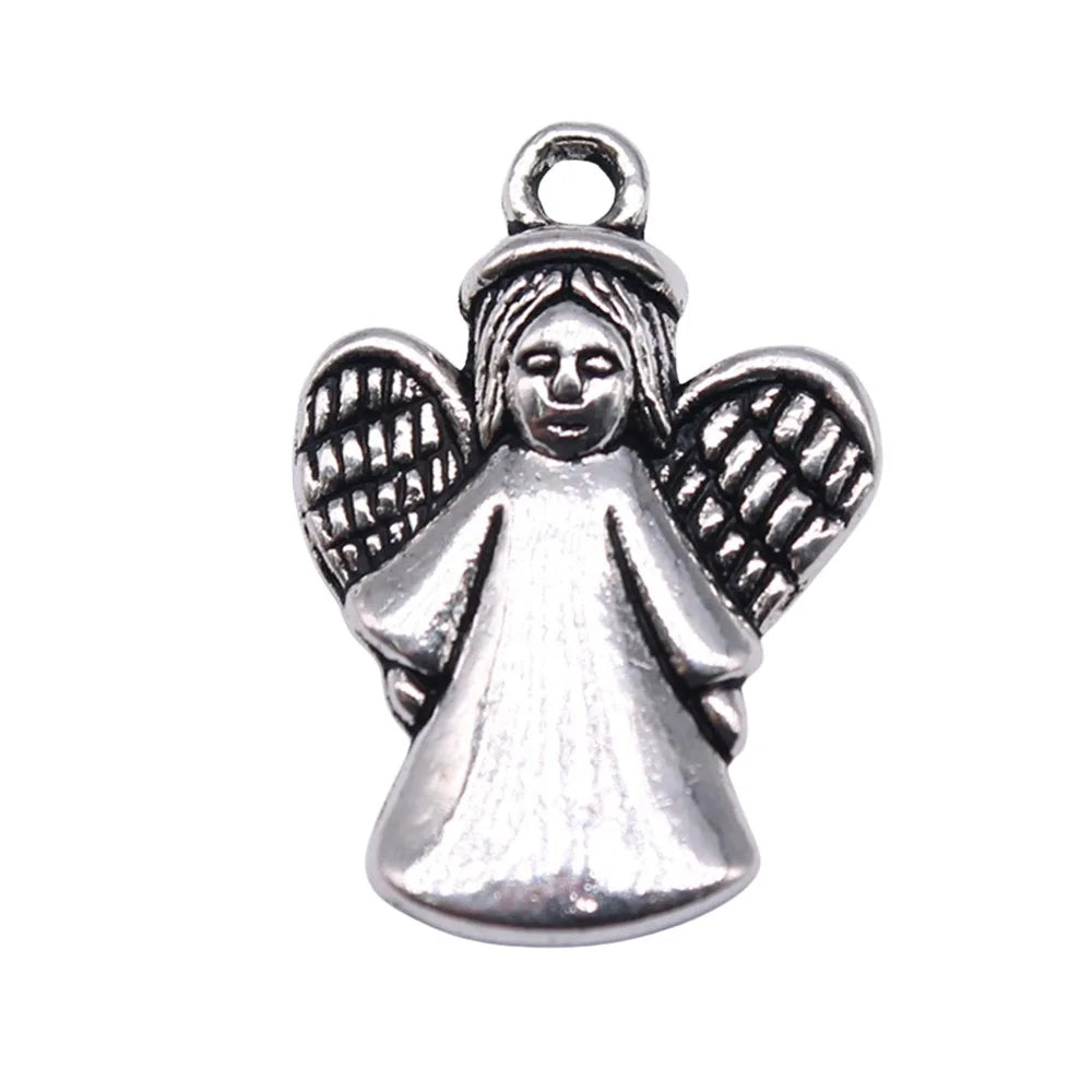24x17mm 1.5g Antique Silver Zinc Alloy Angel Figure Charm Pendant for DIY Necklace Bracelet Making