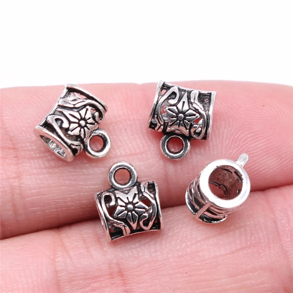 10x7x9mm 0.7g Multicolor Zinc Alloy Flower Three Hole Pendant Bails for DIY Jewelry Making
