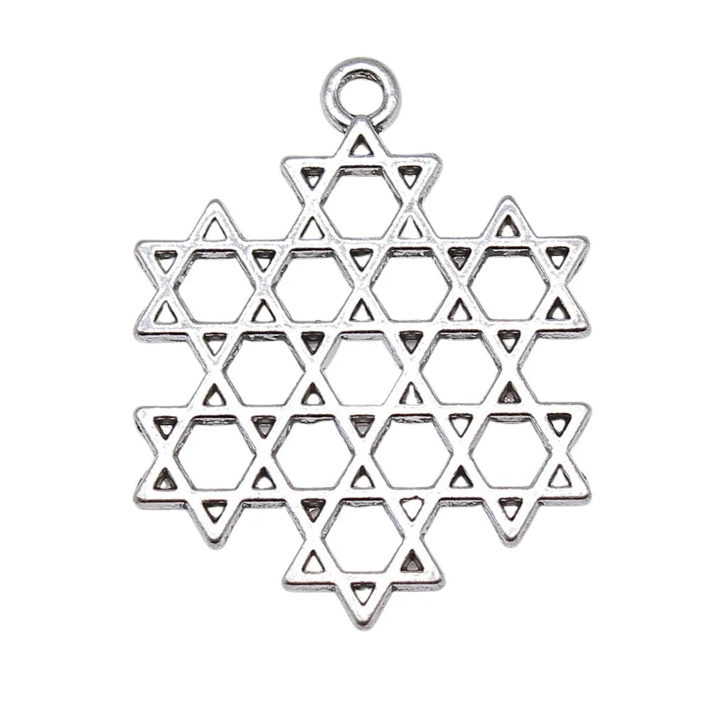 40x31mm 4g Antique Silver Zinc Alloy Hexagram Charm Pendant for DIY Necklace Bracelet Making
