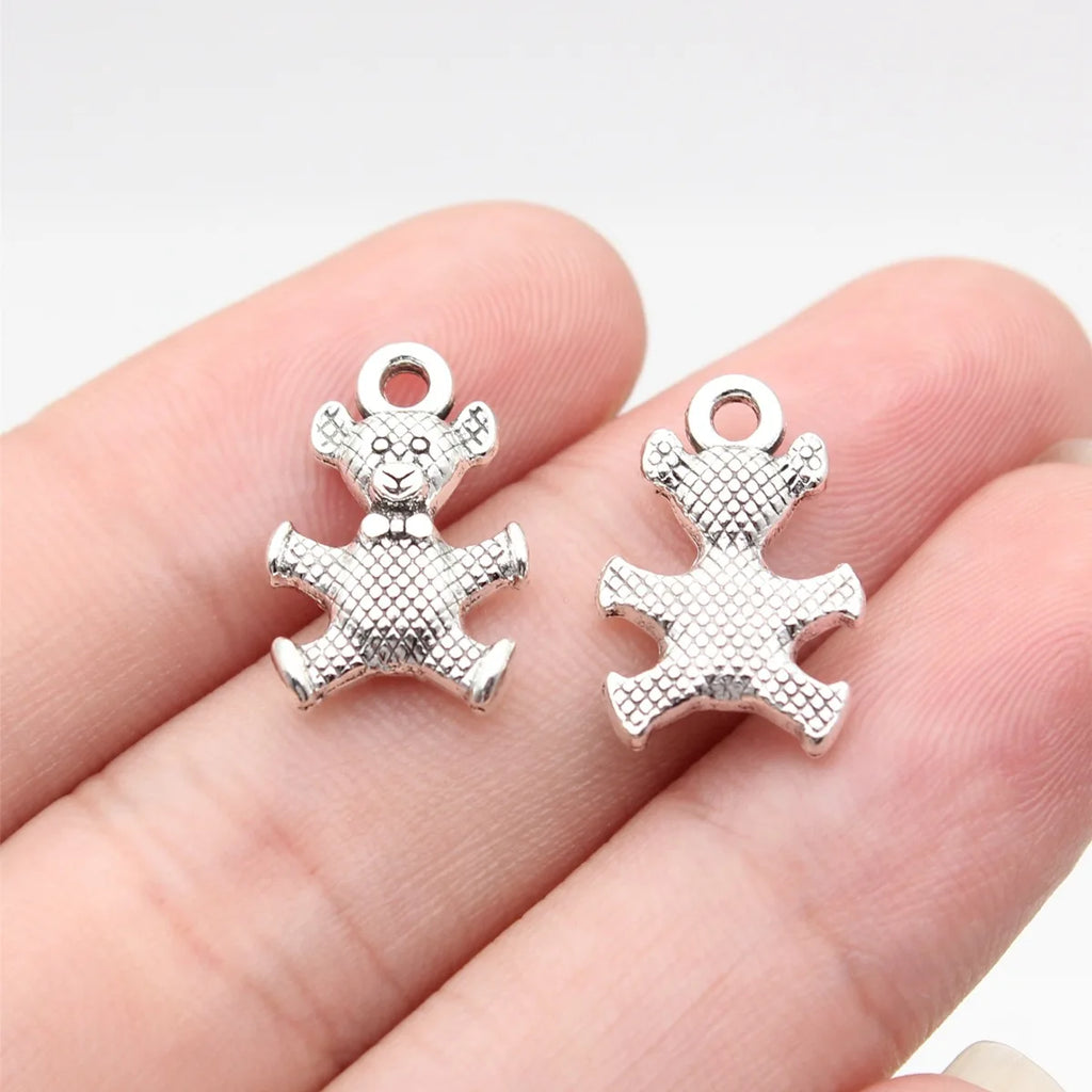 18x11mm 1.55g Antique Silver Zinc Alloy Bear Charm Pendant for Vintage DIY Jewelry Making