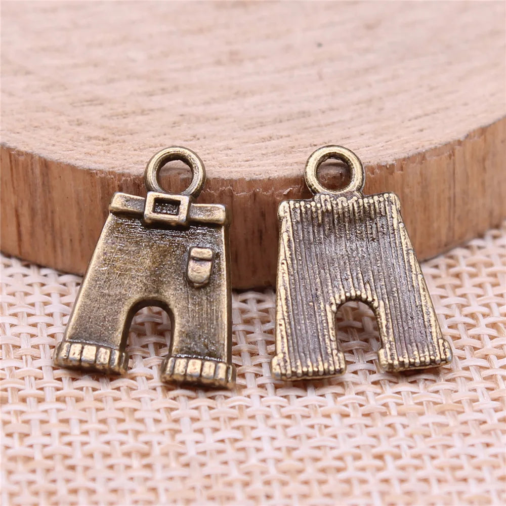 18x14mm 1.17g Antique Bronze Tone Zinc Alloy Pants Charm Pendant for Bracelet Necklace DIY Jewelry