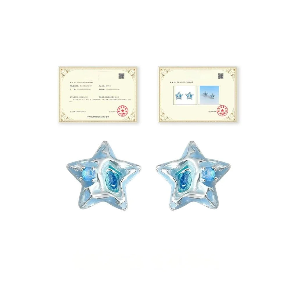 Designer Romantic Starfish Stud Earrings Copper Enamel Zircon Vacation Style