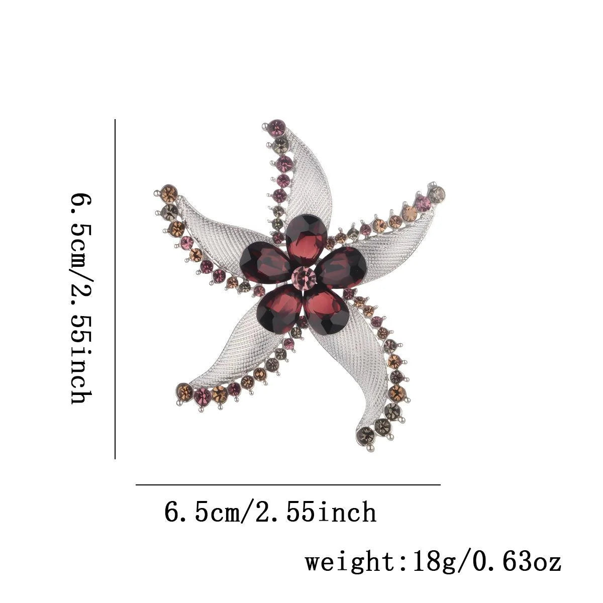 Elegant Starfish Rhinestone Alloy Brooch For Women, Luxury Crystal Lapel Pin Corsage Suit Accessory Gift