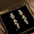 14K Gold Plated Copper Zircon Geometric Liquid Line Drop Earrings Light Luxury Style