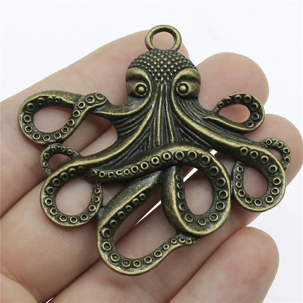 59x57mm 12.2g Multicolor Zinc Alloy Large Octopus Fish Charm Pendant for DIY Ocean Theme Jewelry Making