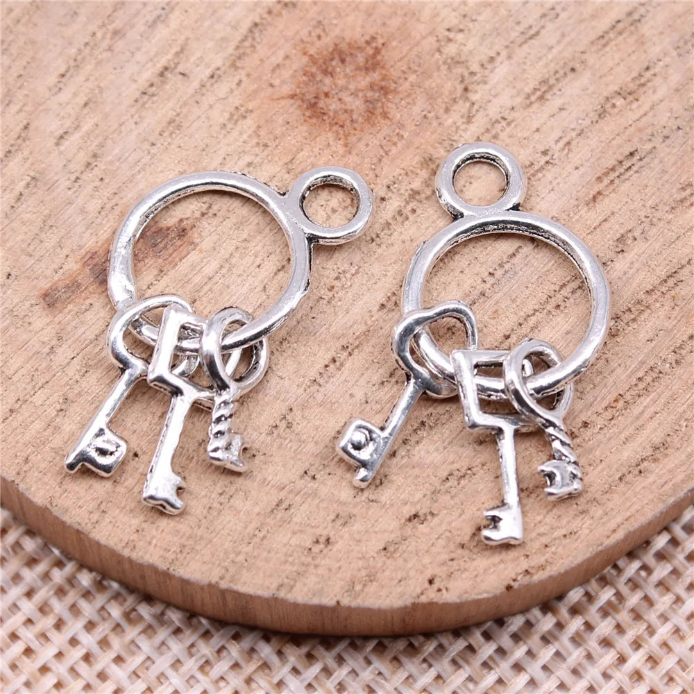 25x13mm 0.7g Antique Silver Zinc Alloy Keychain Charm Pendant for DIY Necklace Bracelet Making