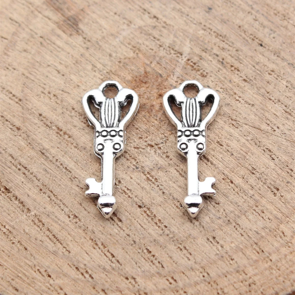 19x7.6mm 0.47g Multicolor Zinc Alloy Small Key Charm Pendant for Necklace Bracelet DIY Jewelry