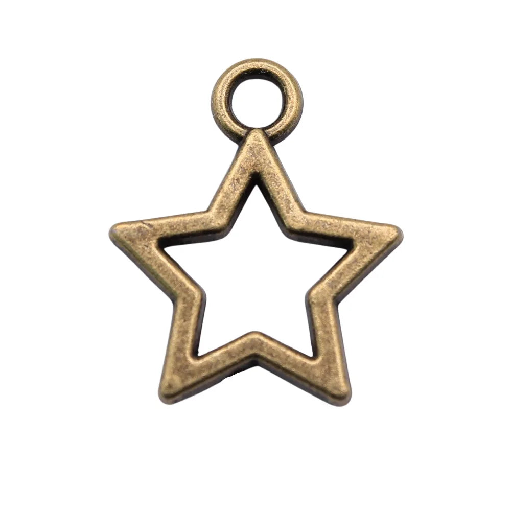 18x21mm 1.4g Multicolor Zinc Alloy Hollow Star Charm Pendant for DIY Necklace Bracelet Jewelry Making