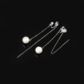 Elegant Long Pearl Threader Tassel Chain Stud & Clip On No Piercing Face Slimming Drop Earrings