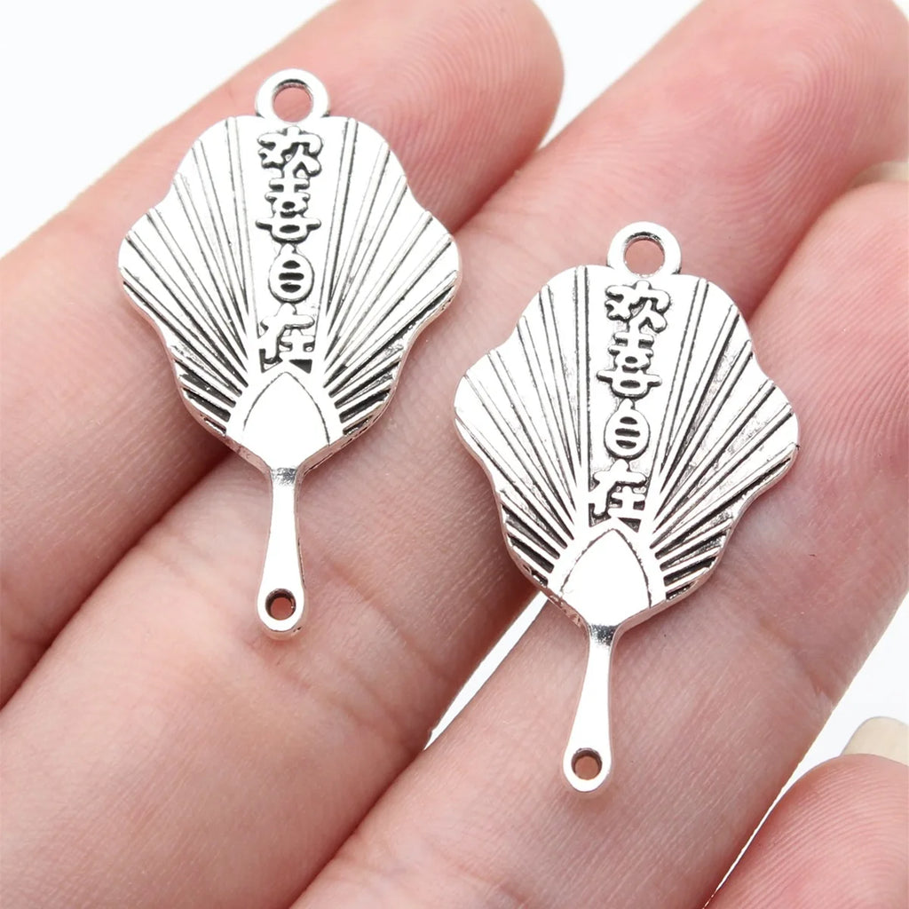 31x18mm 2.4g Multicolor Zinc Alloy Buddhist Palm Fan Double Sided Charm Pendant for DIY Necklace Bracelet