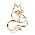 Elegant Hollow Fox Alloy Brooch For Women, Minimalist Gold Lapel Pin Corsage Suit Sweater Accessory Gift
