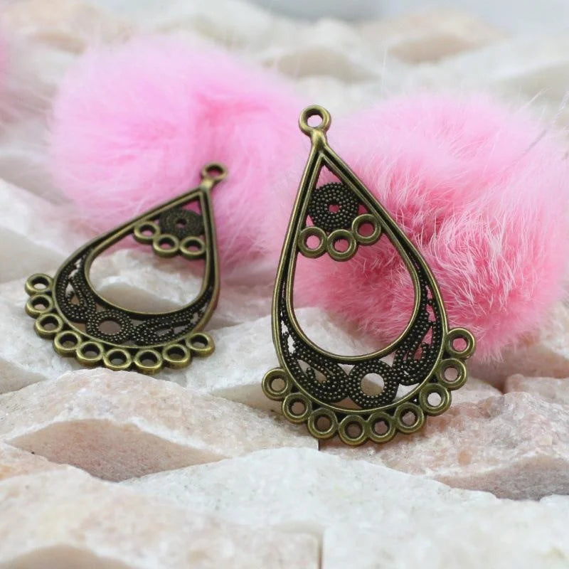 44x26MM Antique Silver Zinc Alloy Teardrop Charm Pendant for DIY Necklace Bracelet Jewelry Making