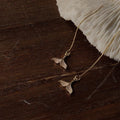 14K Gold Plated Copper Fishbone Drop Earrings With Micro Pave Zircon, Premium Fishtail Ear Thread Jewelry