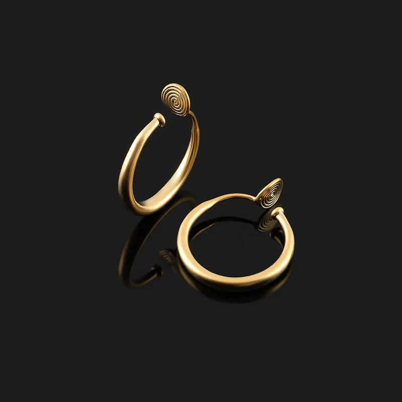 Elegant Matte Gold Alloy Round Hoop Stud & Clip On No Piercing Minimalist Plain Circle Earrings