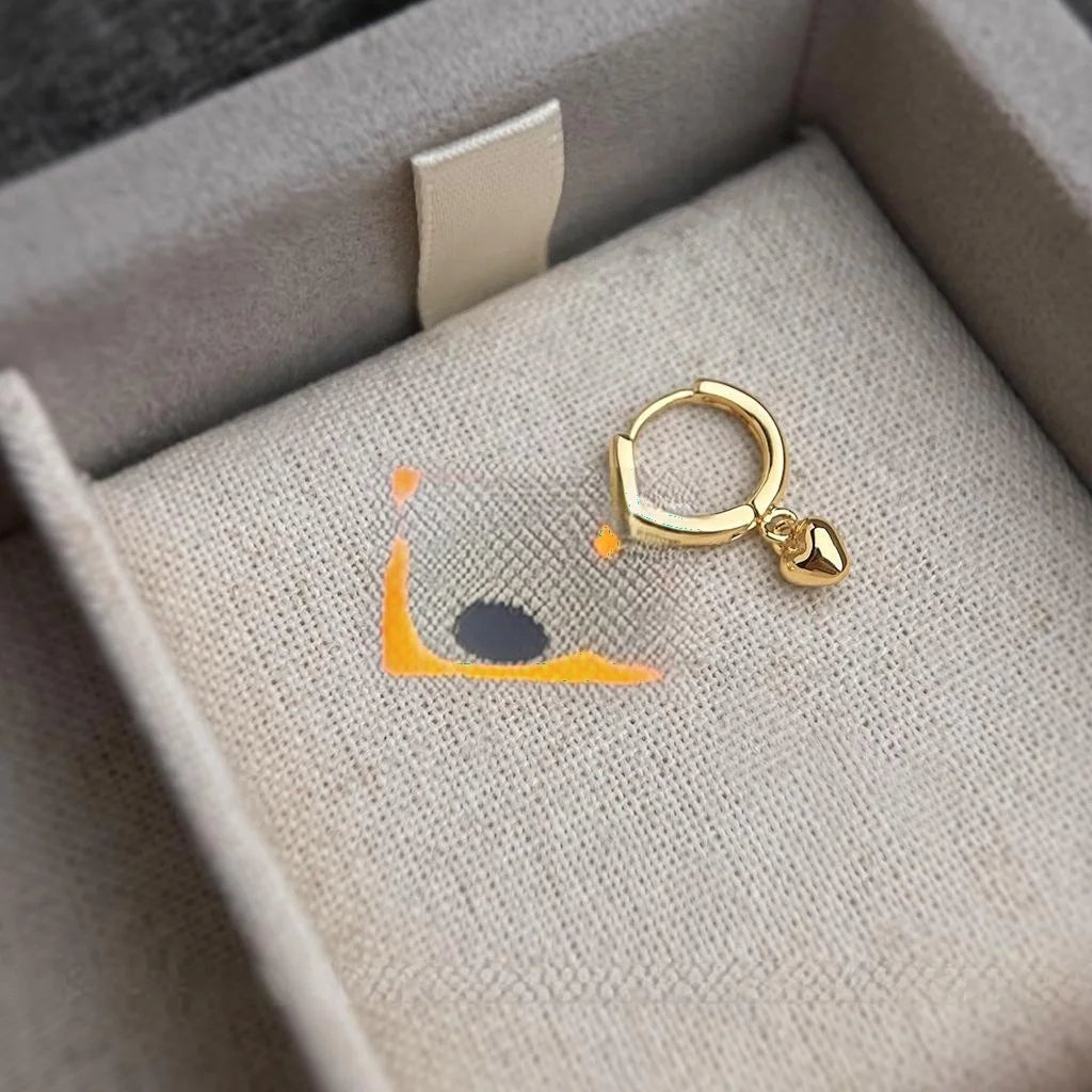 Minimalist 14K Gold Plated Copper Heart And Circle Drop Earrings For Women