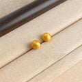 14K Gold Plated Copper Stud Earrings Brushed Matte Round Ball Minimalist Geometric Jewelry