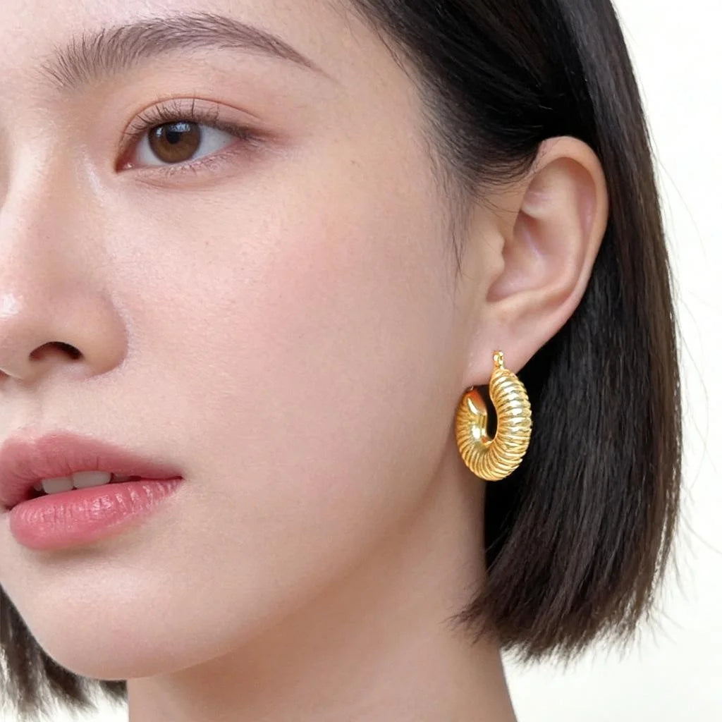 Eco Copper Hollow C Shape Geometric Drop Earrings For Women, Fashion Luxury Style