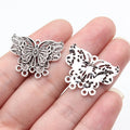 26x20mm 2.8g Antique Silver Zinc Alloy Butterfly Earring Connector Charm for DIY Jewelry Making
