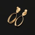 Elegant Matte Gold Alloy Oval Spiral Hoop Drop Stud & Clip On No Piercing Statement Earrings