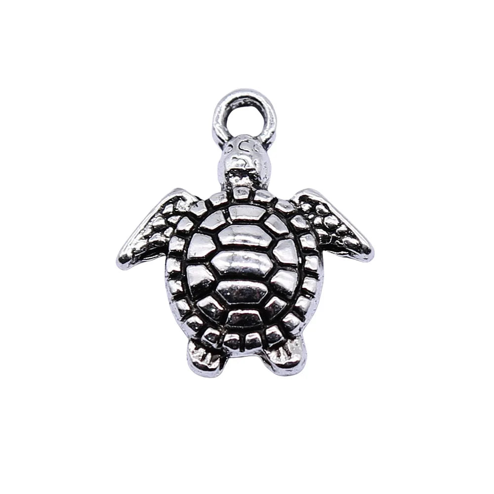 14x16mm 0.8g Antique Silver Zinc Alloy Small Sea Turtle Charm Pendant for DIY Jewelry Making