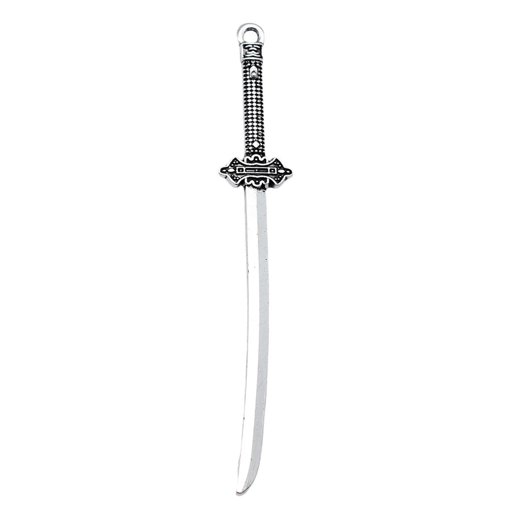 70mm 2.5g Antique Silver Tone Zinc Alloy Blade Spear Sword Halberd Charm Pendant for Cosplay DIY