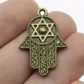 28x19mm 3.5g Multi-Color Zinc Alloy Star of David Hamsa Hand Charm Pendant for DIY Jewelry Making