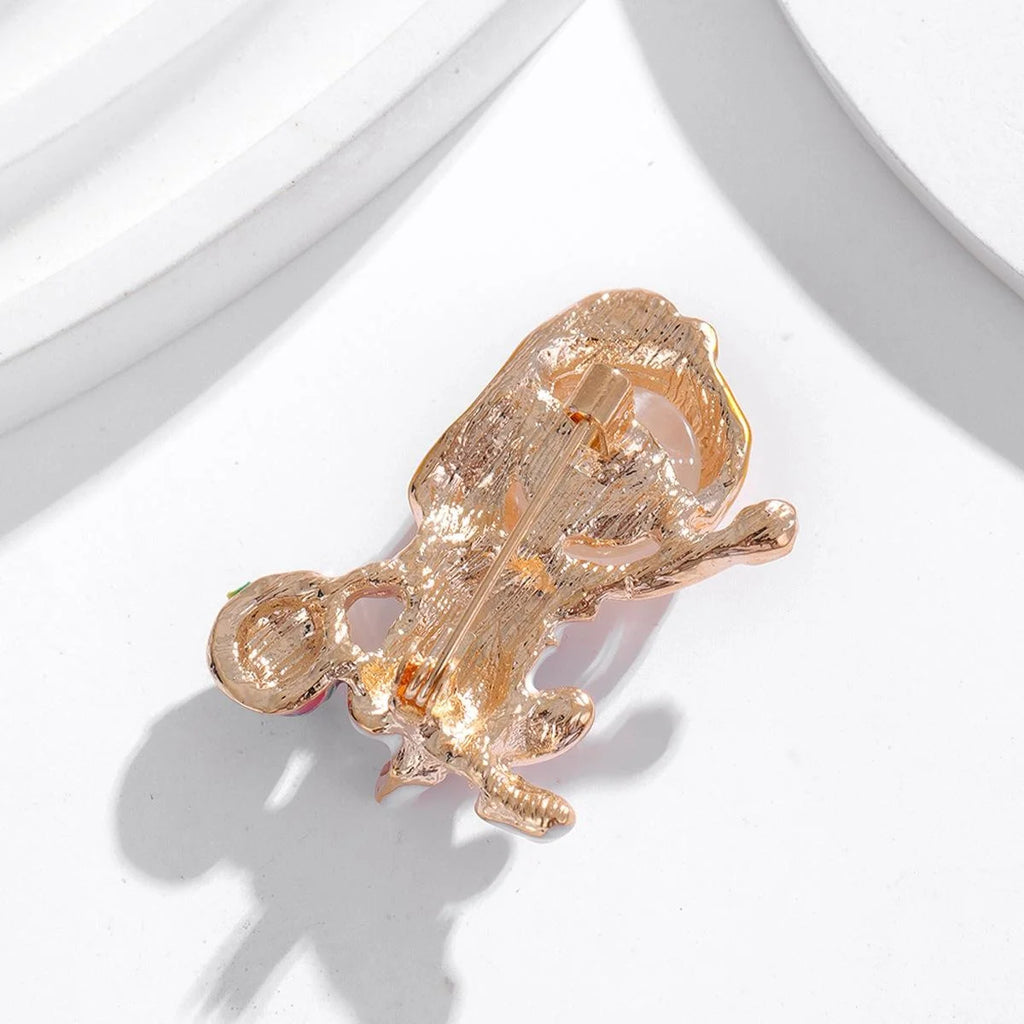 Cute Enamel Alloy Female Basketball Player Brooch With Colorful Ball, Creative Lapel Pin Gift