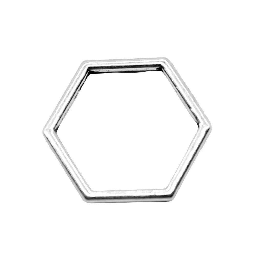 15x15mm 0.5g Antique Silver Zinc Alloy Hexagon Honeycomb Charm Pendant for Necklace Bracelet Making